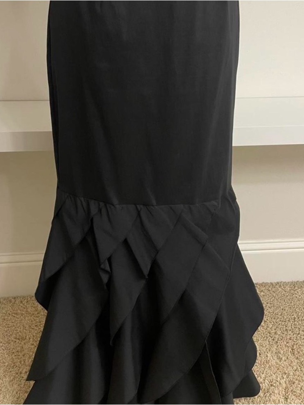 Women's Black Maxi Skirt with Tiered Ruffle Hem